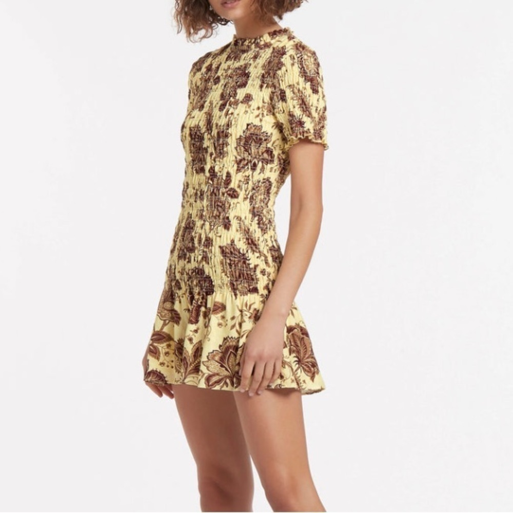 Nwt SIR The Label Rei Short Sleeve Floral Smocked Mini Dress
